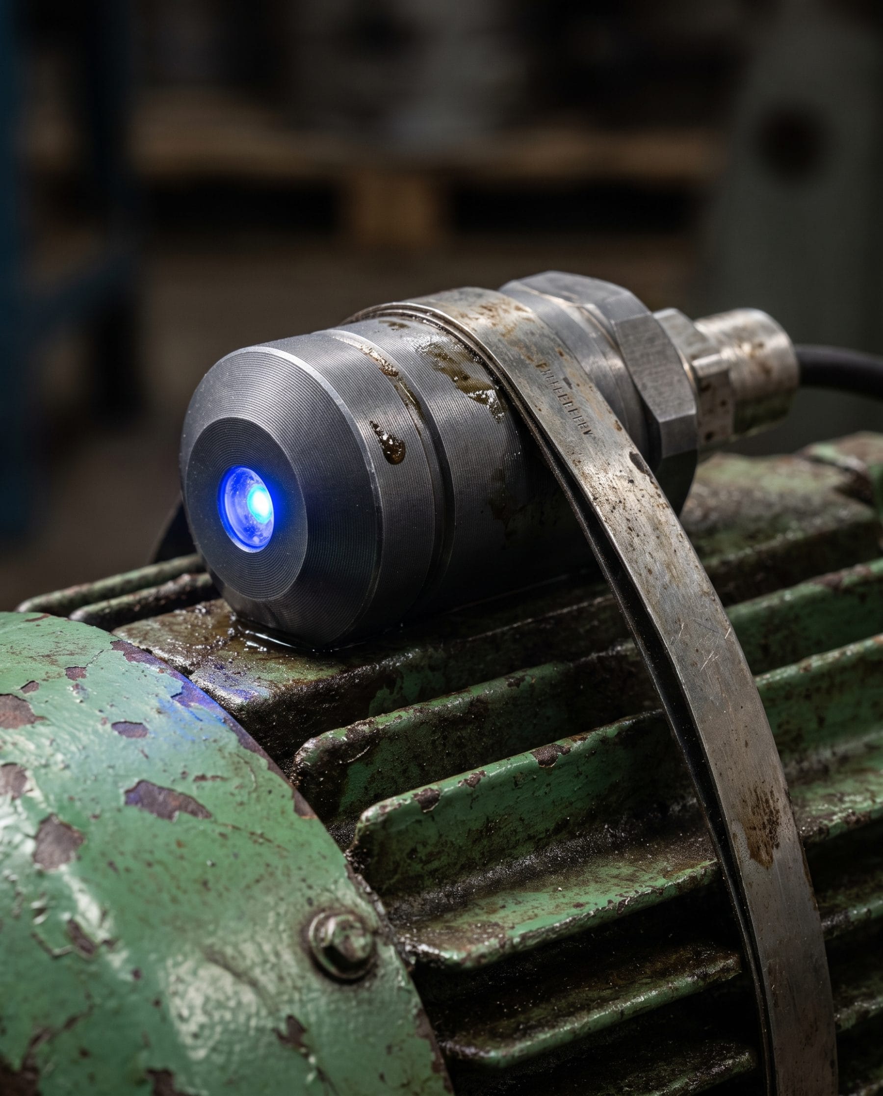 Clamp-on sensor on an old motor housing