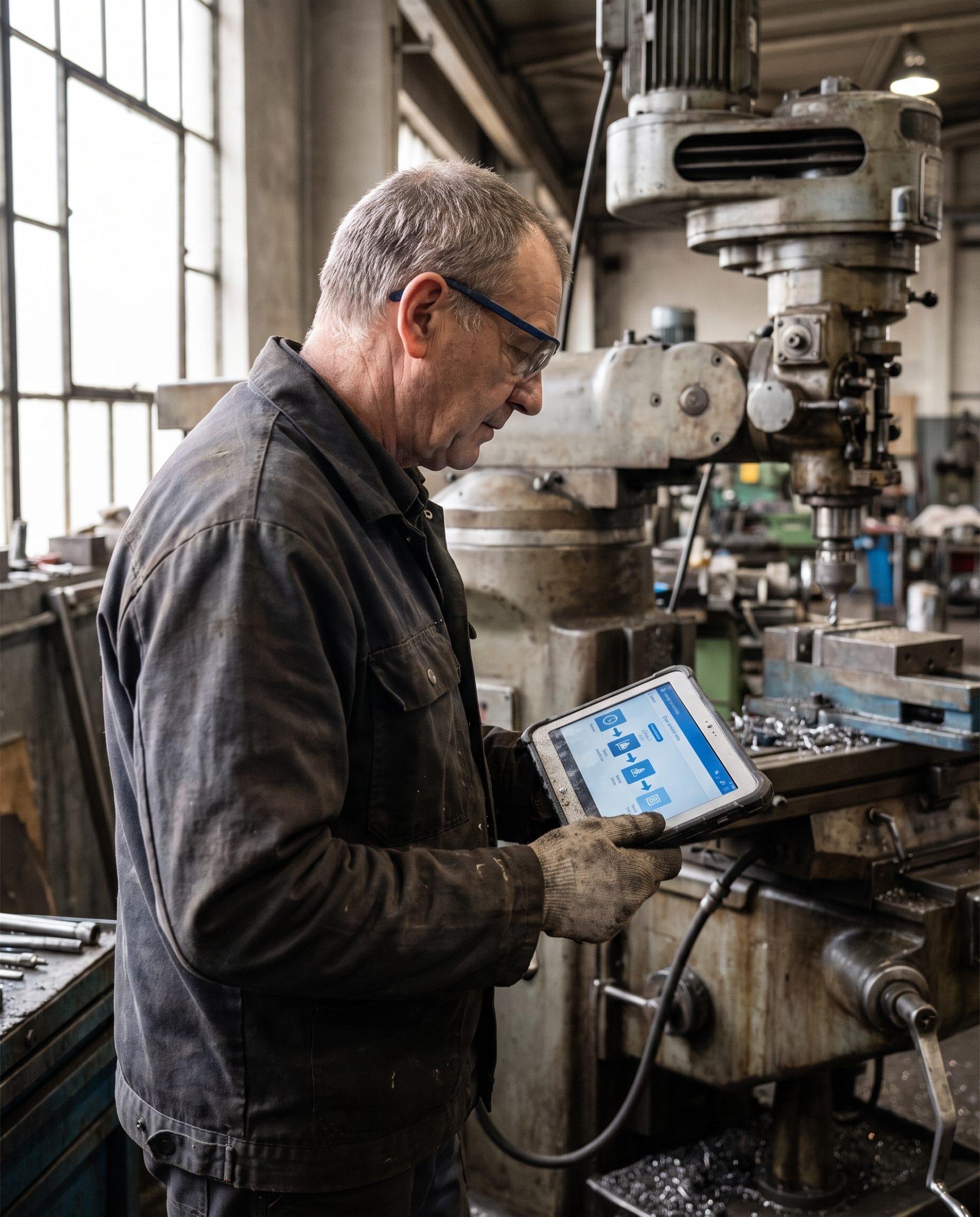 Operator using tablet guidance
