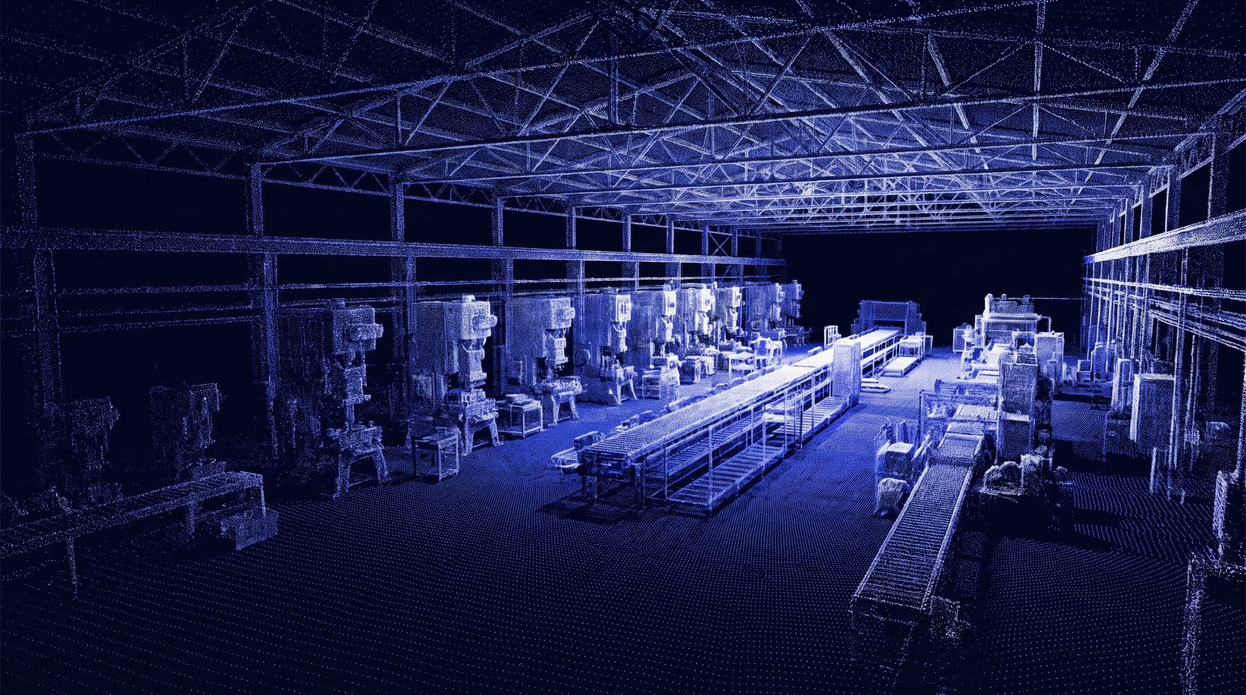 LiDAR point-cloud digital twin of a factory hall
